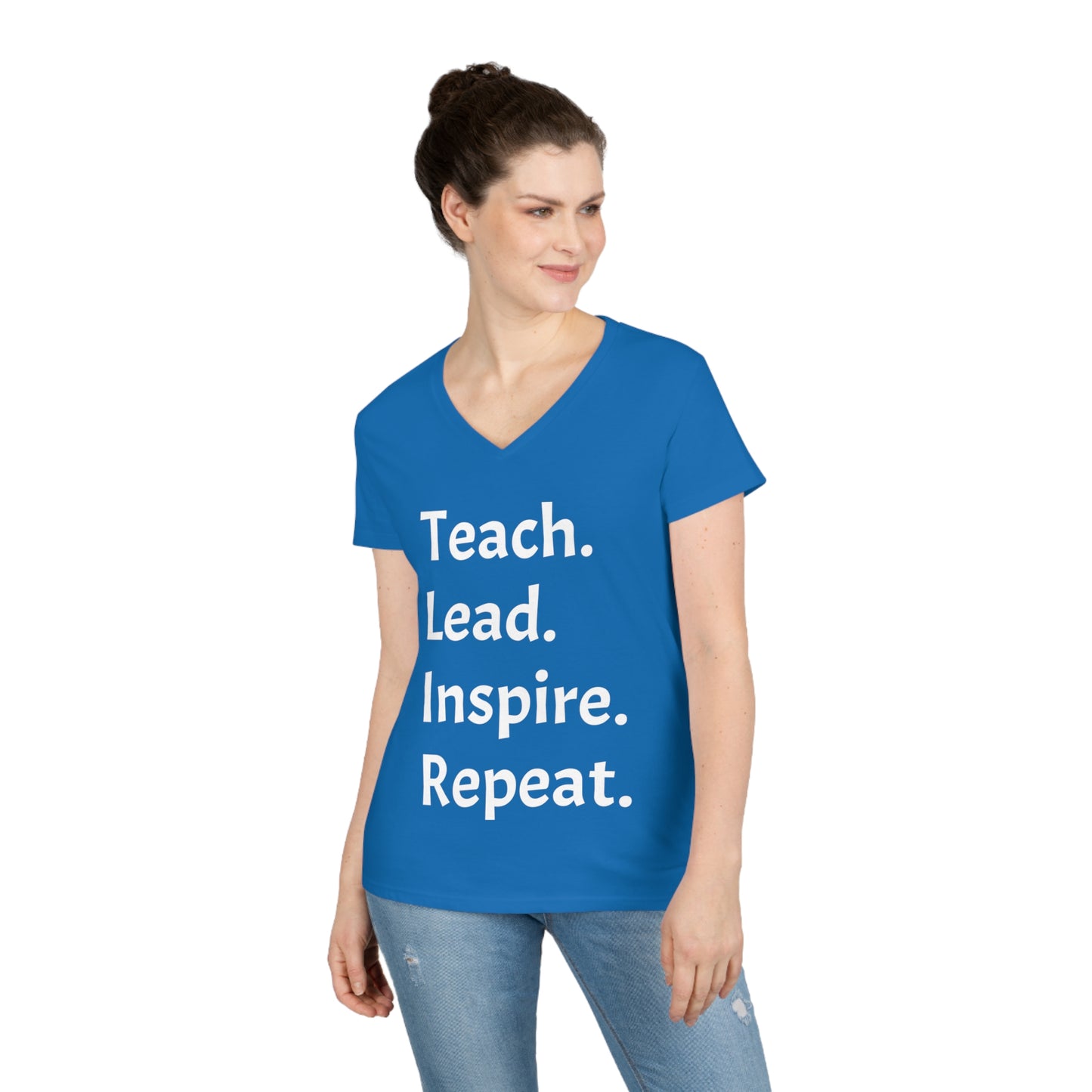 Teach, Lead, Inspire, Repeat - Ladies' V-Neck T-Shirt