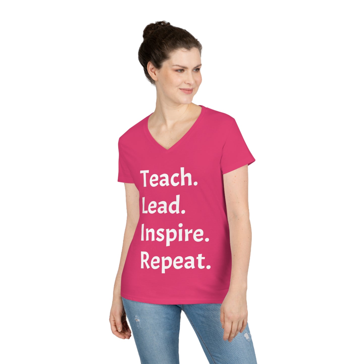 Teach, Lead, Inspire, Repeat - Ladies' V-Neck T-Shirt