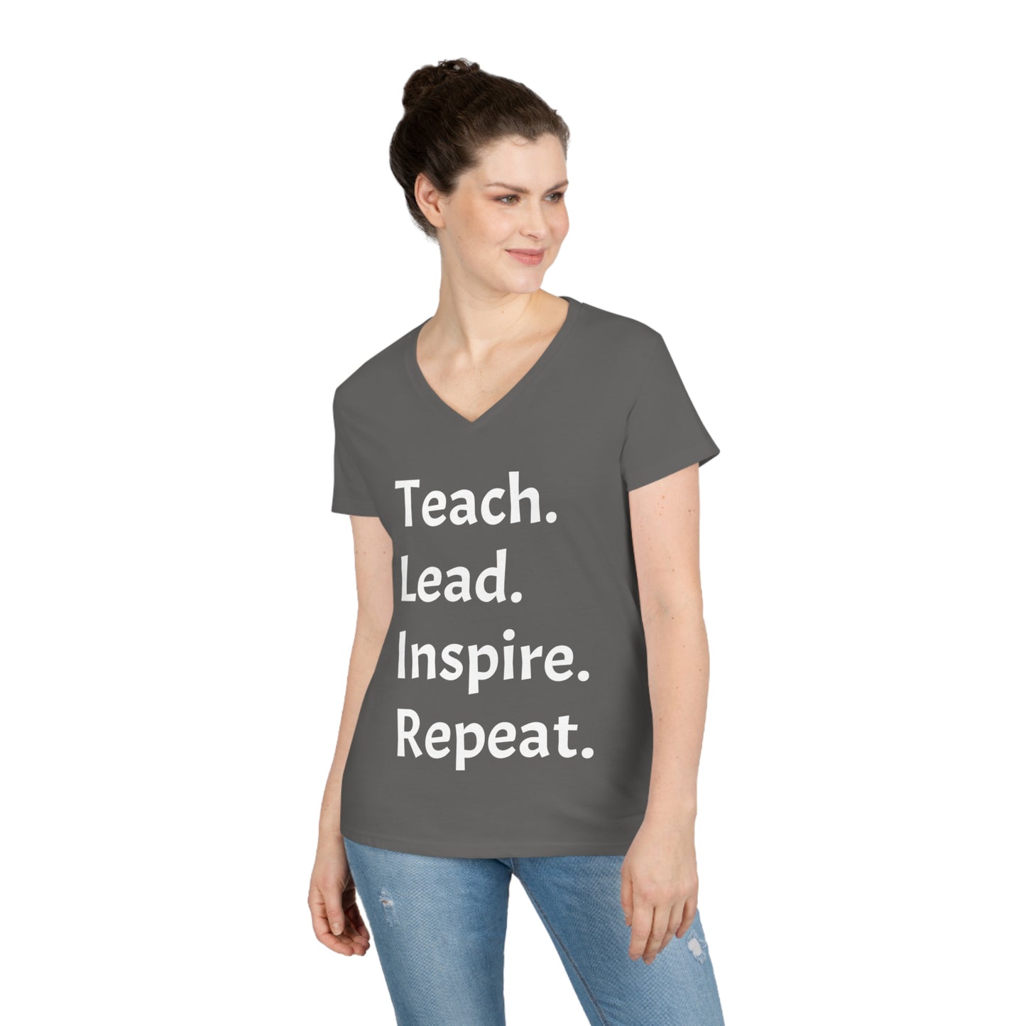 Teach, Lead, Inspire, Repeat - Ladies' V-Neck T-Shirt