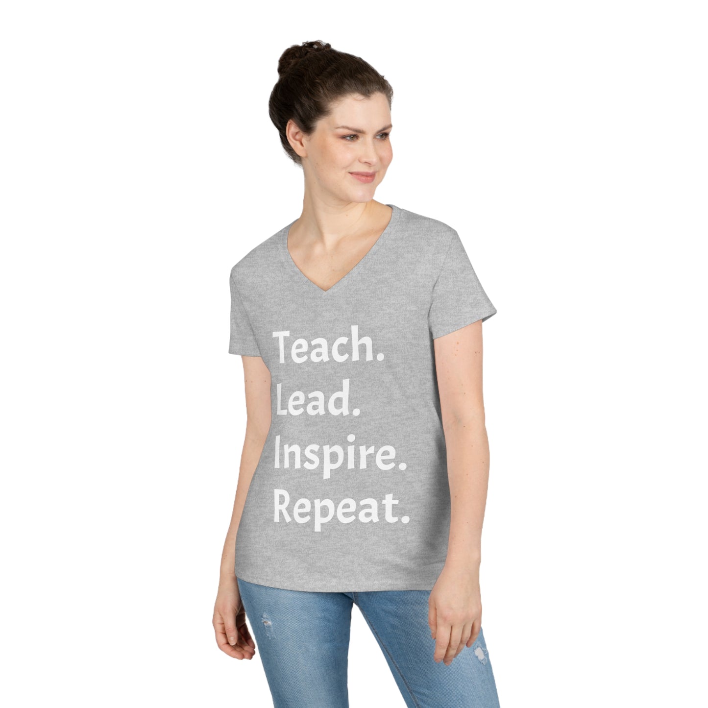 Teach, Lead, Inspire, Repeat - Ladies' V-Neck T-Shirt