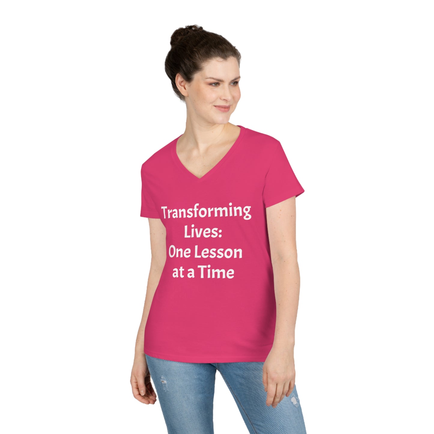 Transforming Lives: One Lesson at a time - Ladies' V-Neck T-Shirt