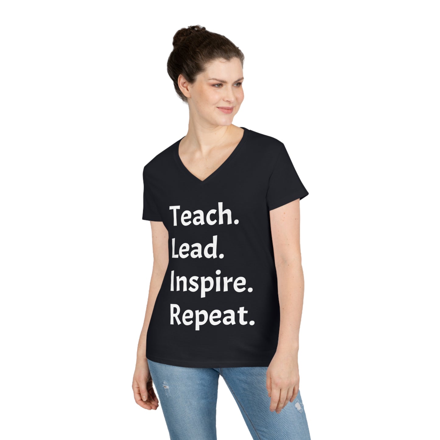 Teach, Lead, Inspire, Repeat - Ladies' V-Neck T-Shirt