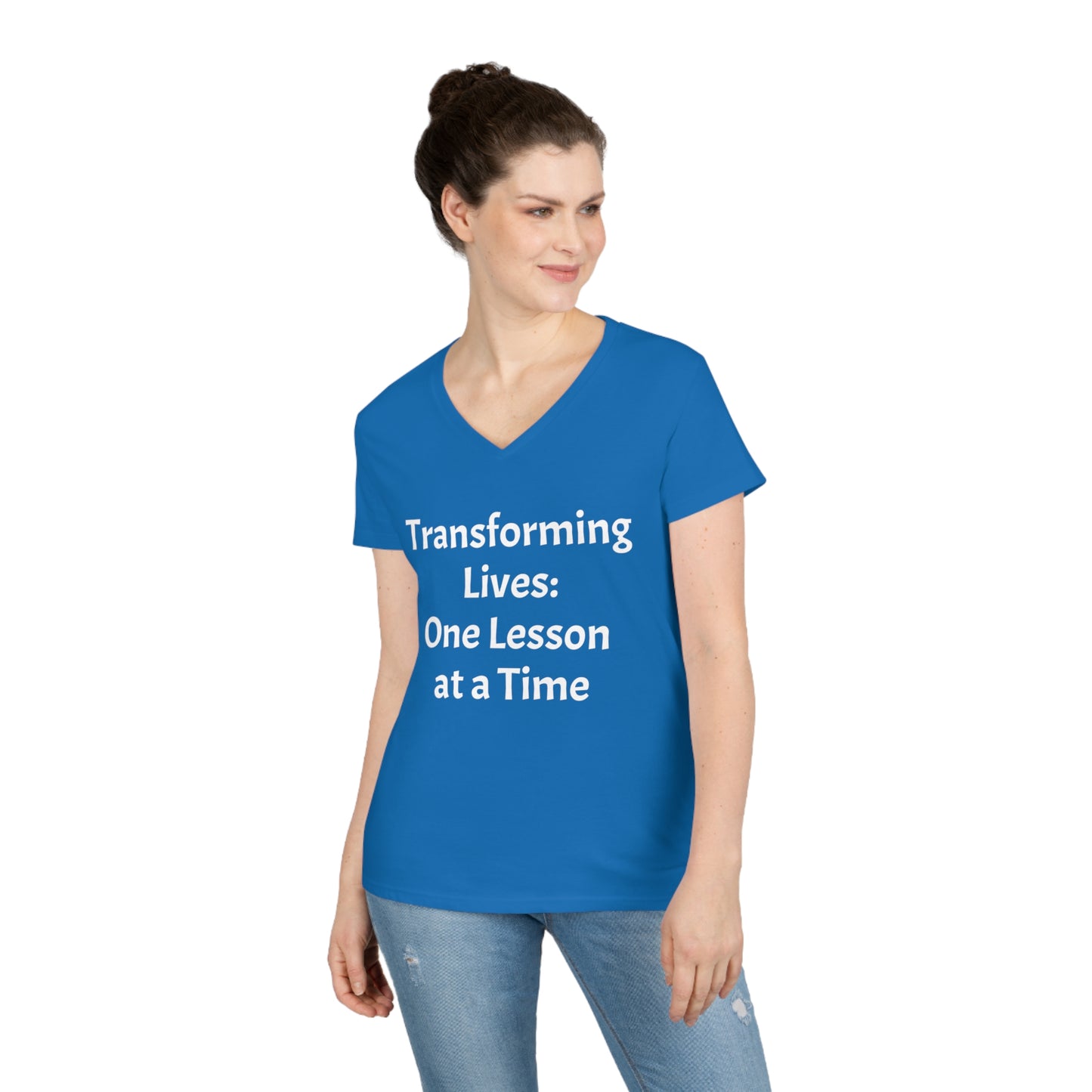 Transforming Lives: One Lesson at a time - Ladies' V-Neck T-Shirt